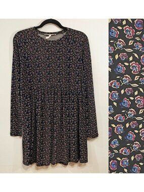 2/$30 EUC BCBG Babydoll Floral Mini Dress Black XS